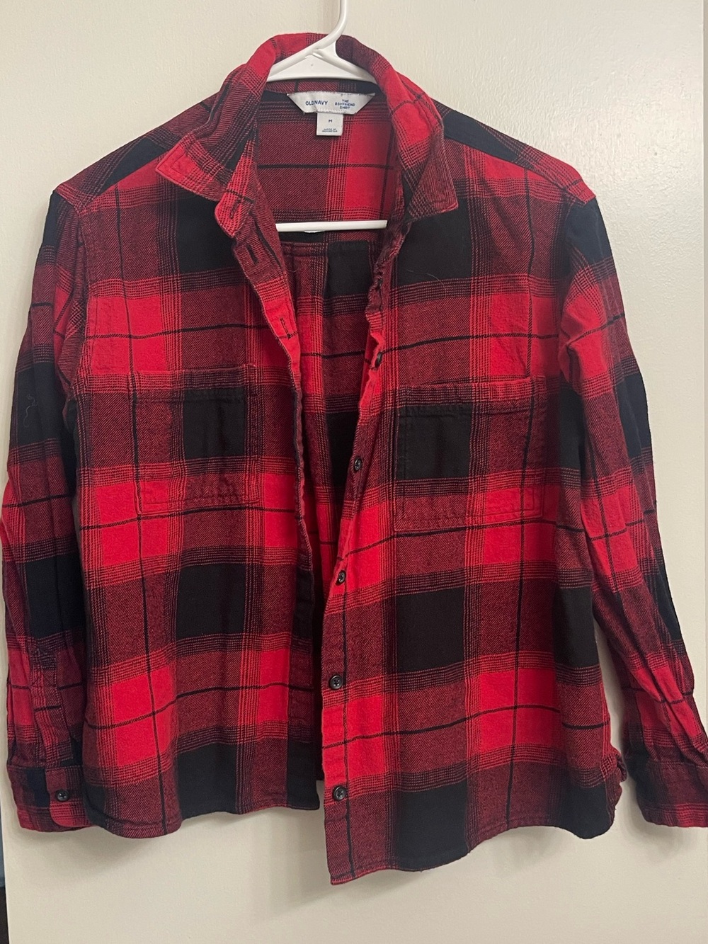 Old Navy Red and Black Plaid Shirt Jacket